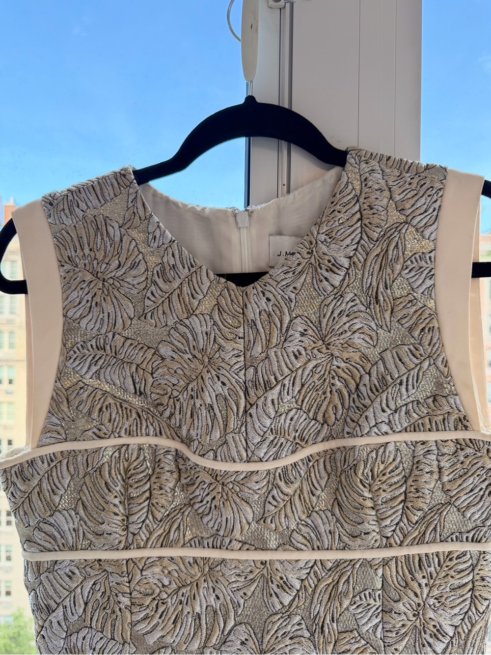 J. Mendel Ivory and Beige Leaf-Pattern Mini Dress - Picture 2 of 6